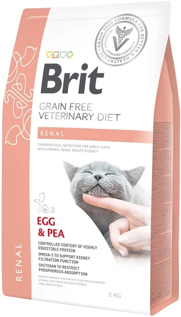 Корм сухий Brit Grain Free VetDiet Cat Renal для котів з захворюванням нирок з яйцем та горохом 2 кг - Фото 1 Корм сухий Brit Grain Free VetDiet Cat Renal для котів з захворюванням нирок з яйцем та горохом 2 кг - зображення 1