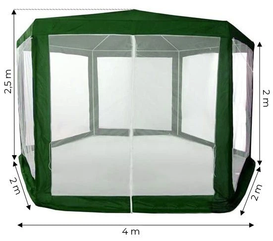 Cадовий павільйон-намет ModernHome by Multistore MultiGarden PAW 2X2X2 NET GREEN - зображення 5