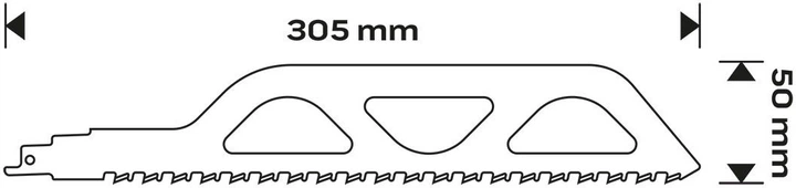 Полотно до шабельної пилки NEO Tools HM 305 x 50 x 1.5 мм 2TPI 58-031 (5906692006151) - зображення 3