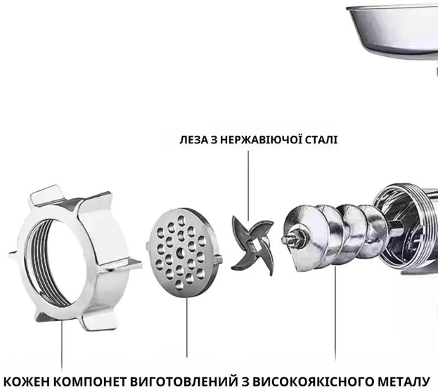 М'ясорубка електрична BITEK BT-3700 4200W з реверсом, 3 сітки для фаршу, насадки для ковбас і кеббе, насадки для овочів, соковитискач, потужна м'ясорубка з нержавіючим шнеком - Фото 5 М'ясорубка електрична BITEK BT-3700 4200W з реверсом, 3 сітки для фаршу, насадки для ковбас і кеббе, насадки для овочів, соковитискач, потужна м'ясорубка з нержавіючим шнеком - изображение 5