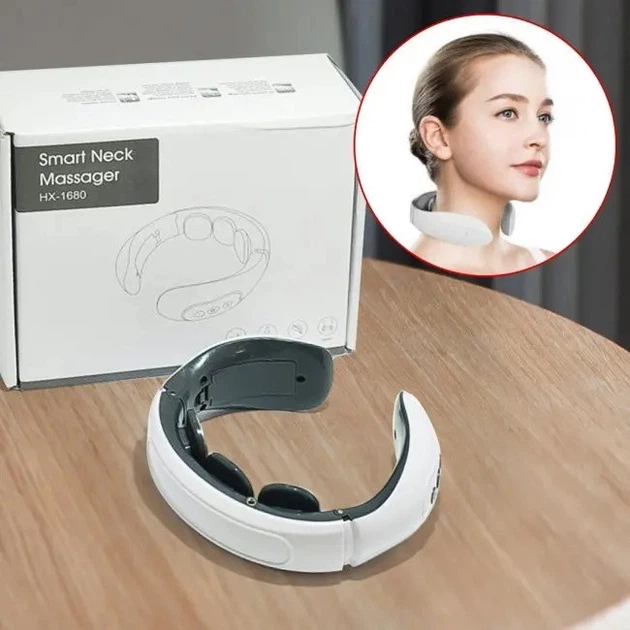 Імпульсний масажер для шиї Smart Neck Massager HX-1680, мікрострумовий масаж, портативний масажер для розслаблення шийних м'язів, зняття болю, стресу та напруги, 5 режимів масажу, живлення від батарей AAA - изображение 6