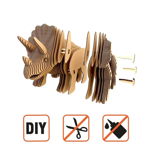 3D Пазл Конструктор Картонный Cartonic Трицератопс Динозавр (Triceratops Collectible) 105 деталей - изображение 4