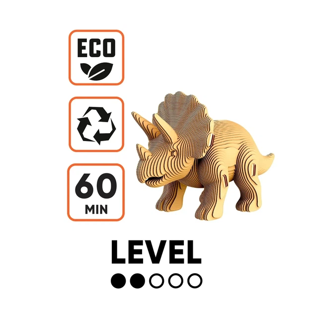3D Пазл Конструктор Картонный Cartonic Трицератопс Динозавр (Triceratops Collectible) 105 деталей - изображение 7