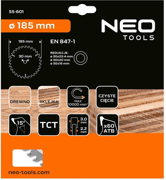 Диск побідитовий Neo Tools для пилки 185 x 30 мм (5906692004096) - зображення 2