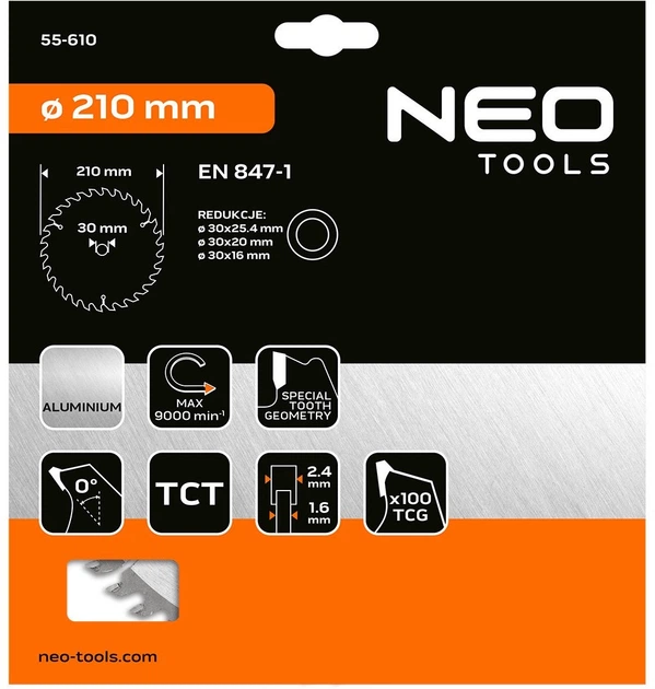 Диск побідитовий Neo Tools для пилки 210 x 30 мм (5906692004164) - зображення 2
