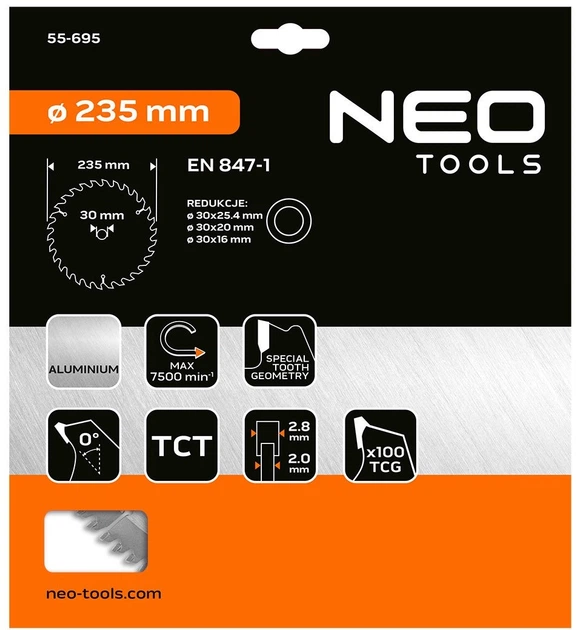 Диск побідитовий Neo Tools для пилки 235 x 30 мм (5906692004287) - зображення 2
