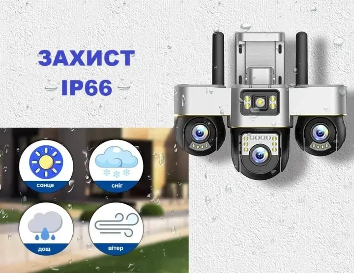 Уличная Wi-Fi камера видеонаблюдения 15MP, 3 объектива Smart Net Camera SC28 V380 PRO - изображение 3