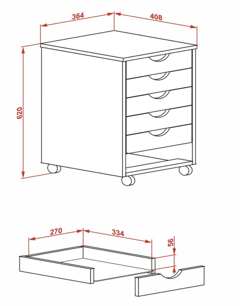 Комод на колесиках Simon 2 37 x 41 x 63 см Біли (V-PL-SIMON_2-KONTENEREK) - зображення 2
