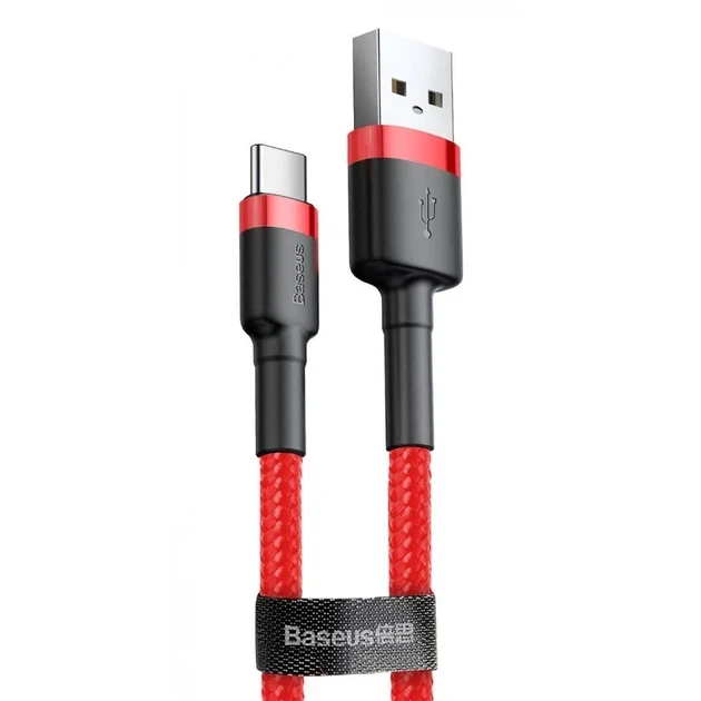 Кабель Baseus Cafule Series Cable USB to Type-C 3A 2m CATKLF-C09 Red - Фото 1 Кабель Baseus Cafule Series Cable USB to Type-C 3A 2m CATKLF-C09 Red - зображення 1