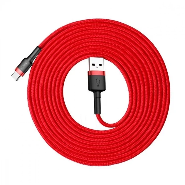 Кабель Baseus Cafule Series Cable USB to Type-C 3A 2m CATKLF-C09 Red - Фото 3 Кабель Baseus Cafule Series Cable USB to Type-C 3A 2m CATKLF-C09 Red - зображення 3