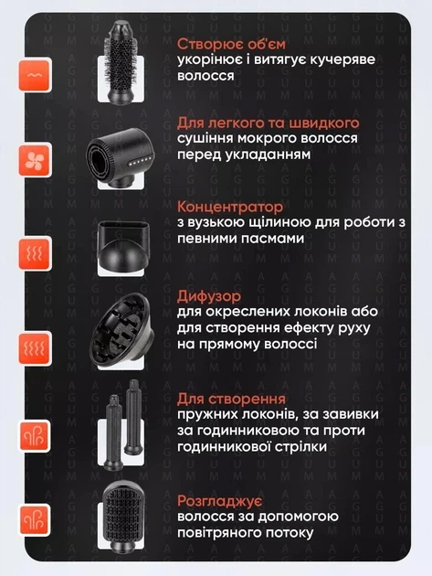 Професійний фен-стайлер 7в1 SalonCare Multi для об'єму та локонів Чорний - зображення 9