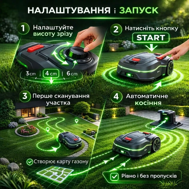 Робот-газонокосилка з GPS і автоматичною картографією, управління через додаток - зображення 13