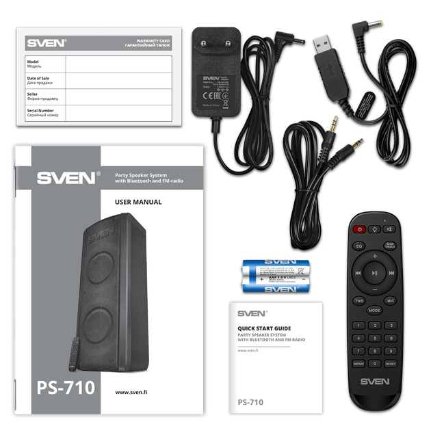 Бездротова портативна Bluetooth-колонка SVEN PS-710, 100 Вт - Фото 6 Бездротова портативна Bluetooth-колонка SVEN PS-710, 100 Вт - зображення 6