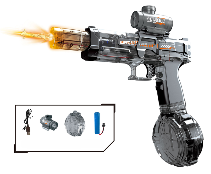 Водяной пистолет Ice Rat water gun с LED-подсветкой электрический автоматический с большим магазином 500 мл черный - изображение 2