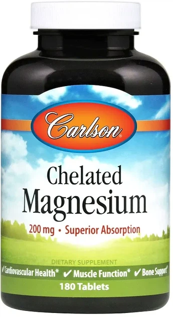 Magnez Carlson Chelated Magnesium 200 mg 180 tabletek (88395056123) - obraz 1