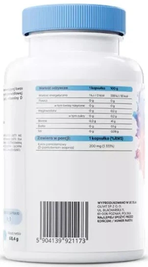 Witamina B5 Osavi Witamina B5 Kwas Pantotenowy 200 mg 180 kapsułek (5904139921173) - obraz 2