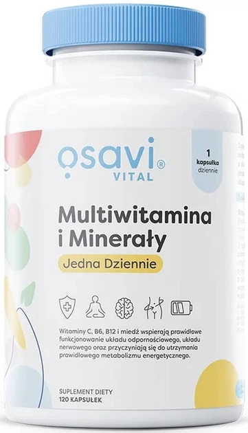 Kompleks witaminowo-mineralny Osavi Multiwitamina i Minerały Jedna Dziennie 120 kapsułek (5904139924464) - obraz 1