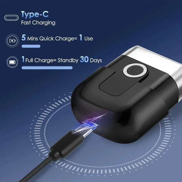 Портативная мини-электробритва Без бренду, Аккумуляторная (Type-C), С LED дисплеем - изображение 4
