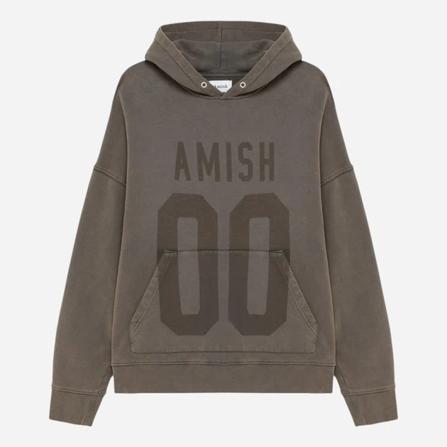 Bluza męska z kapturem kangurka Amish AMU032CH660304-C0073 S Ciemnoszara (800070330817) - obraz 1