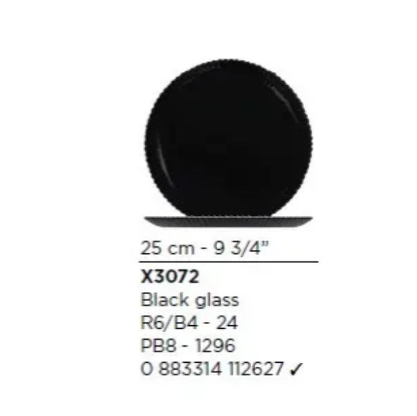 Черная рифленая тарелка Luminarc Bloom Black обеденная из стеклокерамики 250 мм (X3072) - изображение 2