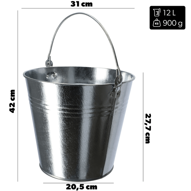 Wiadro ocynkowane Kadax Ruby 31 cm 12 L K2512 (5903699415276) - obraz 3