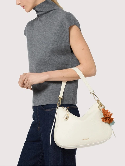 Сумка крос-боді через плече жіноча з натуральної шкіри середня Coccinelle E1U45130201-N17 Біла (800070354199) - зображення 2