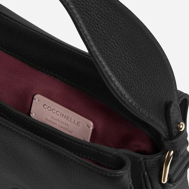 Сумка крос-боді через плече жіноча з натуральної шкіри маленька Coccinelle E1U7F180201-001 Чорна (800070354209) - зображення 3