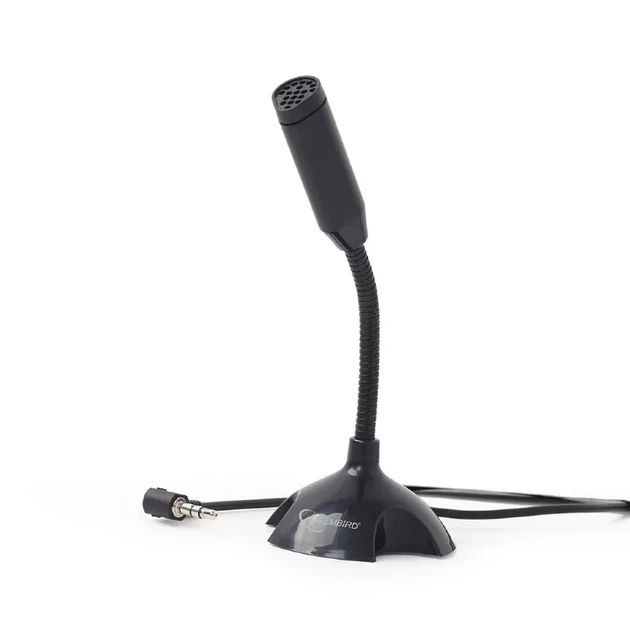 Настольный микрофон Gembird MIC-D-02 с гибкой ножкой, 3.5 мм, черный - Фото 1 Настольный микрофон Gembird MIC-D-02 с гибкой ножкой, 3.5 мм, черный - изображение 1