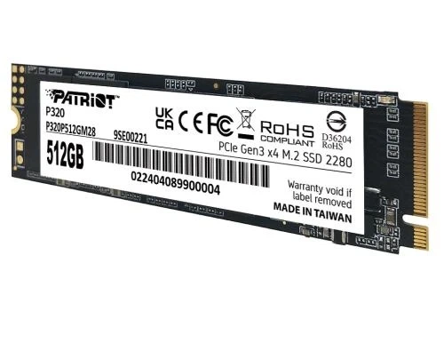 Твердотільний накопичувач SSD 512Gb, Patriot P320, PCI-E 3.0 x4, M.2 2280, 3D TLC, 3000/2200 МБ/с (P320P512GM28) - изображение 4