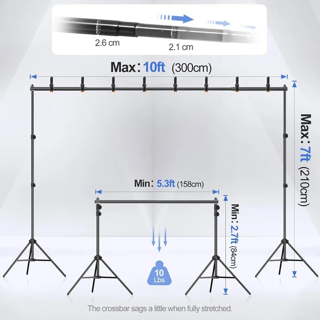 Подставка для фона EMART EM-BS2030 2x3 м для фотостудии Черная Б/В k1 - Фото 2 Подставка для фона EMART EM-BS2030 2x3 м для фотостудии Черная Б/В k1 - изображение 2