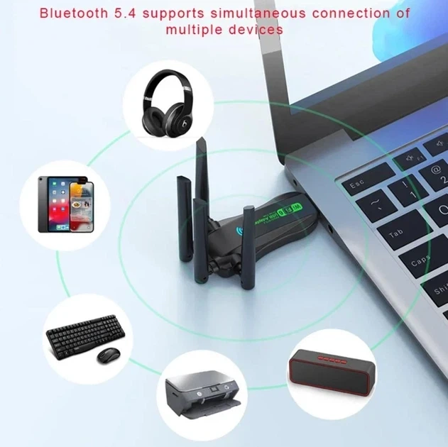 Адаптер WIFI6 адаптер AX900+Bluetooth 5.4 Plug and play. 4 Антенны - изображение 4