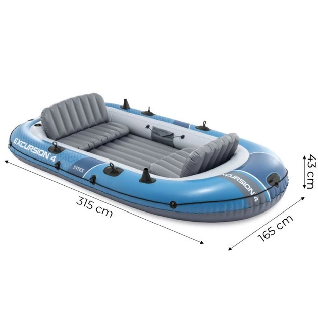 Ponton dmuchany Intex Excursion 4 4-osobowy 315 x 145 x 43 cm Szaro-niebieski 66324 (6941057430621) - obraz 6