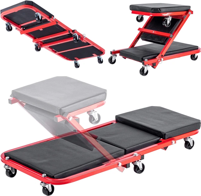 Leżanka-siedzisko warsztatowe Kadax Auxon 91 x 42 cm K11284 Czarno-czerwone (5906638309759) - obraz 7