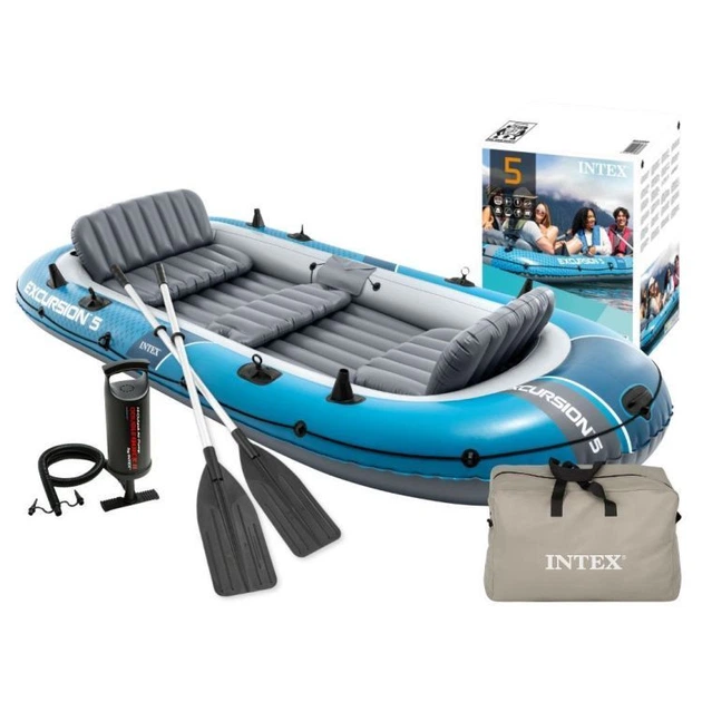 Ponton dmuchany Intex Excursion 5 5-osobowy 366 x 148 x 63 cm Szaro-niebieski 66325 (6941057430638) - obraz 2