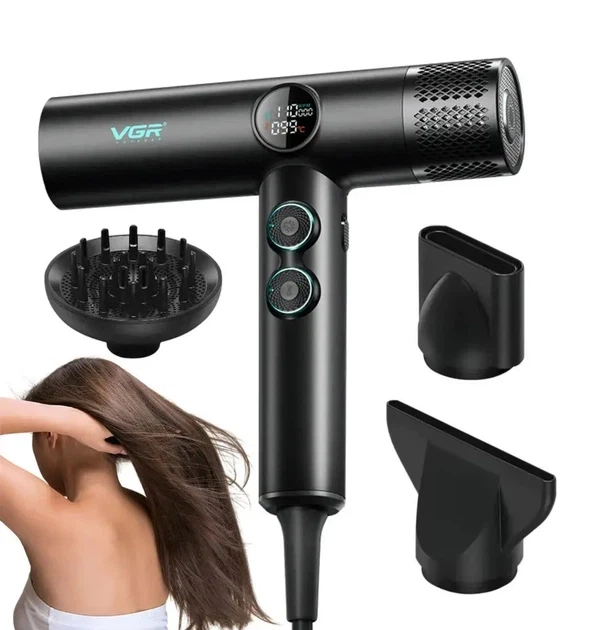 Профессиональный фен для волос VGR V-401 1900Вт с диффузором черный 10438 - изображение 2