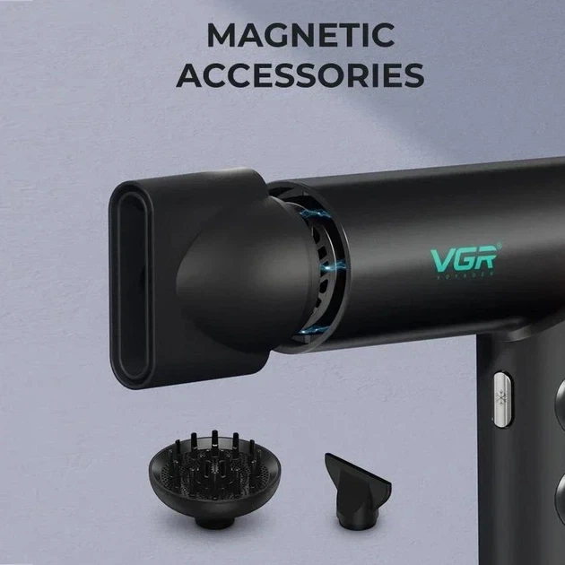 Профессиональный фен для волос VGR V-401 1900Вт с диффузором черный 10438 - изображение 7