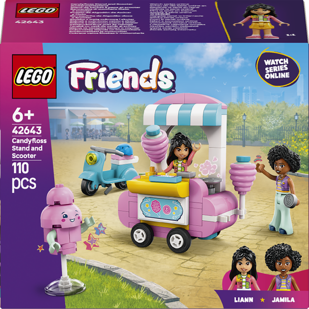 Zestaw klocków LEGO Friends Stoisko z watą cukrową i skuter 110 elementów (42643) - Zdjęcie 1 Zestaw klocków LEGO Friends Stoisko z watą cukrową i skuter 110 elementów (42643) - obraz 1