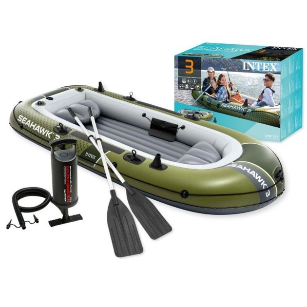Ponton dmuchany Intex Seahawk 3 3-osobowy 295 x 137 x 43 cm Szaro-zielony 66333 (6941057430652) - obraz 2
