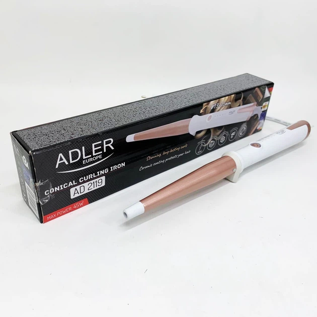 Плойка коническая Adler AD 2119 керамическое покрытие от 13 до 25 мм 45 Вт - Фото 4 Плойка коническая Adler AD 2119 керамическое покрытие от 13 до 25 мм 45 Вт - изображение 4