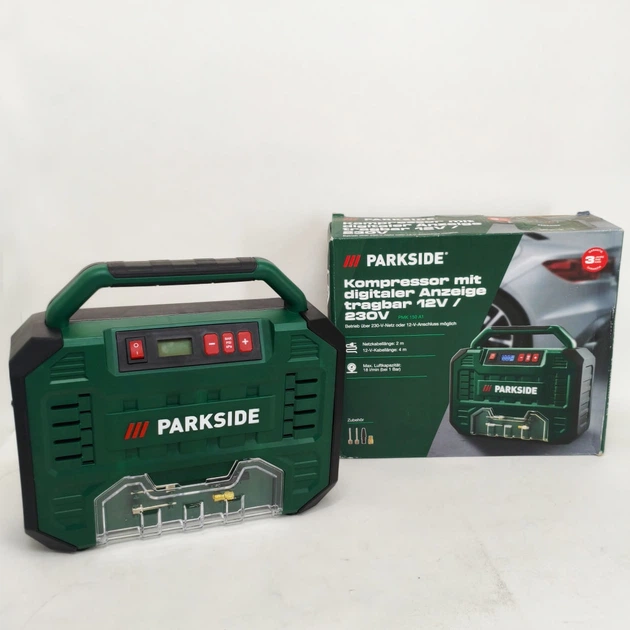 Автомобильный компрессор 12/220в Parkside PMK 150 A1 компрессор для подкачки колёс - изображение 3