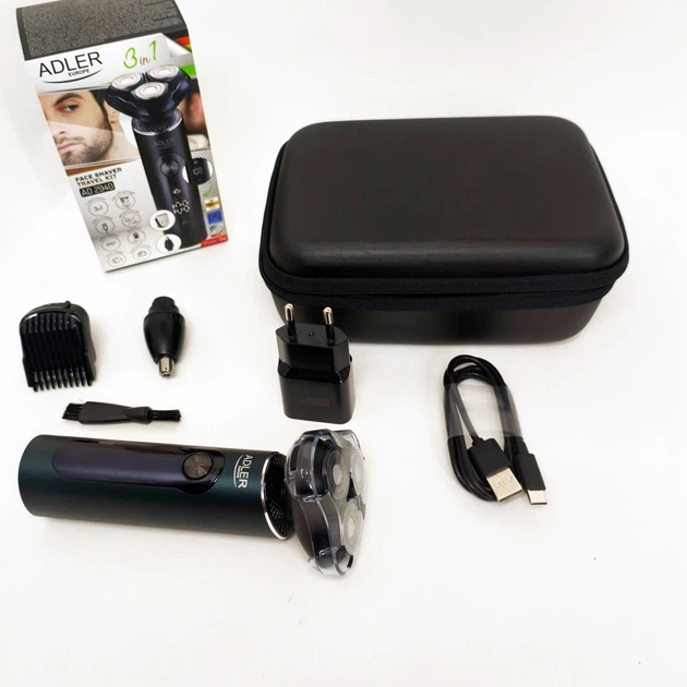 Чоловіча бритва 3 в 1 - USB + футляр Adler ADEG 2940 - зображення 6