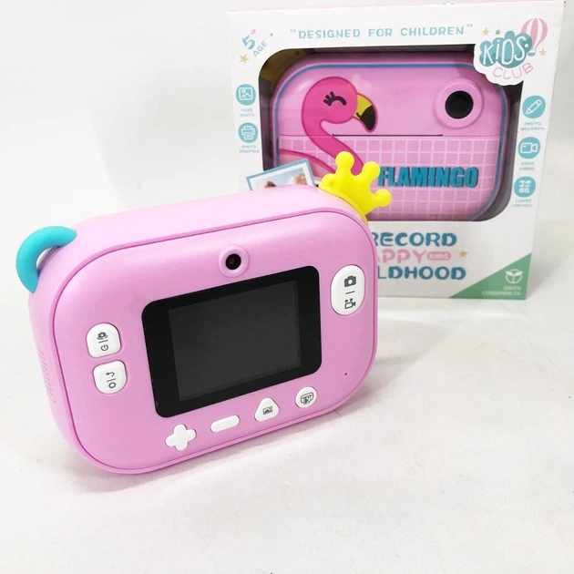 Дитячий фотоапарат миттєвого друку YT008 PINK FLAMINGO з підтримкою microSD - Фото 5 Дитячий фотоапарат миттєвого друку YT008 PINK FLAMINGO з підтримкою microSD - зображення 5