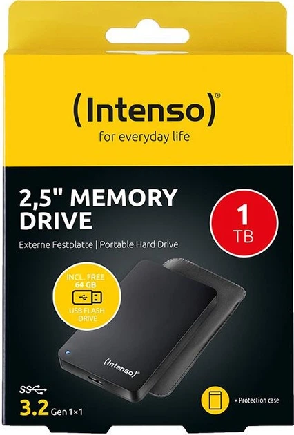 Dysk twardy Intenso Memory Drive Bonus Pack 1TB 2.5" USB 3.2 + USB 64GB Black (6023690) - obraz 4