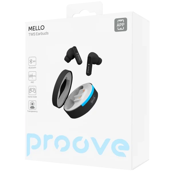 Навушники BT Proove Mello TWS with ANC (APP) (Black) - Фото 3 Навушники BT Proove Mello TWS with ANC (APP) (Black) - зображення 3