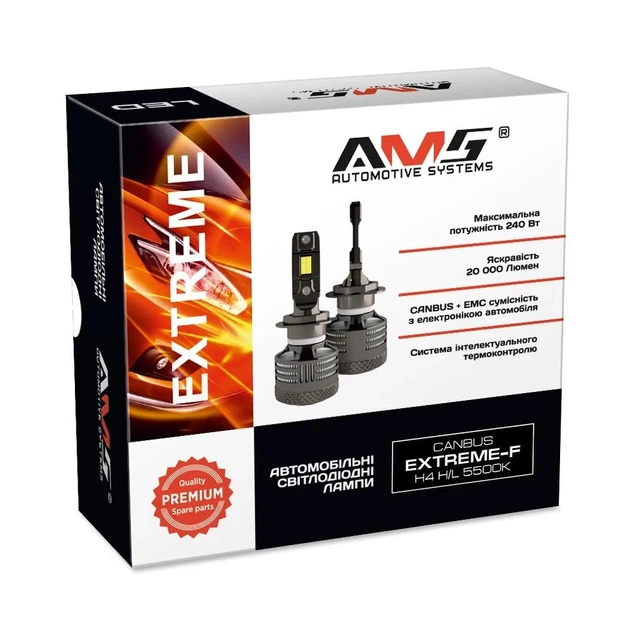 LED лампа 2шт. AMS EXTREME-F H4 H/L 5500K CANBUS - зображення 3