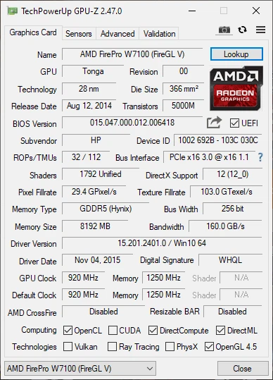 AMD FirePro W7100 (8GB GDDR5 256bit \ 4x DisplayPort) - Б/У - изображение 3