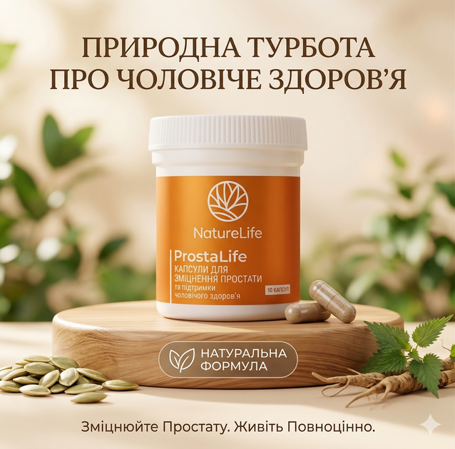 Капсули для простати ProstaLife NatureLife підтримка чоловічого здоров'я 10 шт натуральний комплекс Сабаль та Пігеум при простатиті та ДГПЗ - Фото 1 Капсули для простати ProstaLife NatureLife підтримка чоловічого здоров'я 10 шт натуральний комплекс Сабаль та Пігеум при простатиті та ДГПЗ - зображення 1