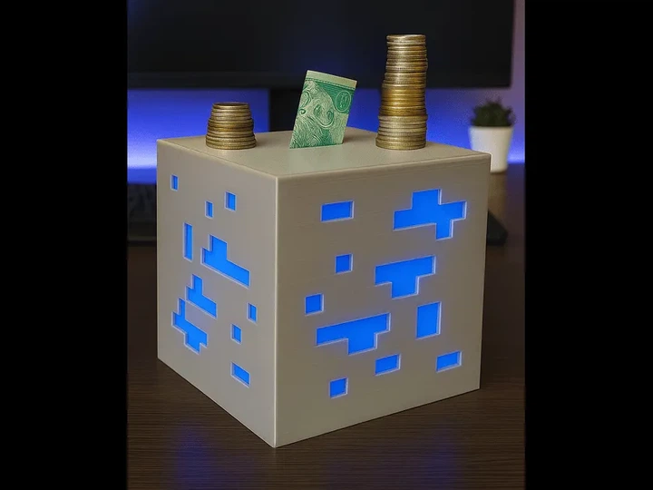 Скарбничка-нічник у вигляді блоку алмазної руди з гри minecraft. Aivory - изображение 3