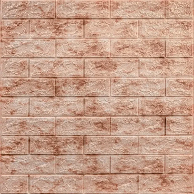 Самоклейна 3д панель цегли мармур Коричневий 700*770*4 мм, 3D панелі самоклейні, декор для дому! - зображення 4