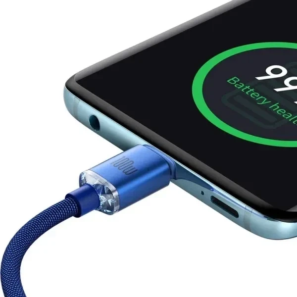 Кабель Baseus Crystal Shine Series Cable USB to Type-C 100W 2m CAJY000503 Blue - Фото 3 Кабель Baseus Crystal Shine Series Cable USB to Type-C 100W 2m CAJY000503 Blue - зображення 3